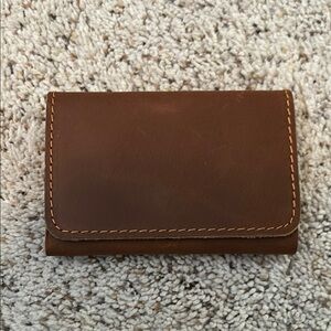 Brown Leather Wallet with brass snap closure